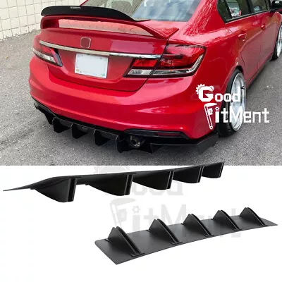 For Honda Civic 9th Gen Black Car Rear Lip Bumper Diffuser 10 Fins Spoiler Wing • $39.75