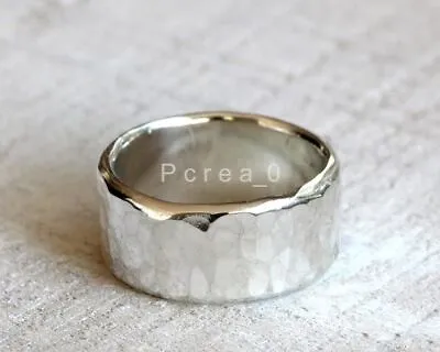 Hammered Band Ring 925 Sterling Silver Ring Ring For Men's Wedding Ring G16 • $13.49