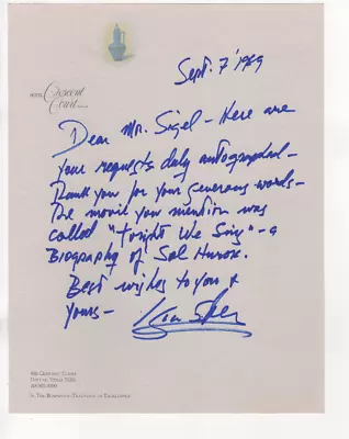 Isaac Stern Hand Written Letter Grammy Winning Violinist D. 1989 • $23.50