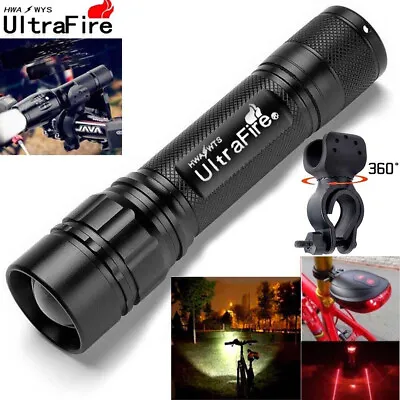 Super Bright Tactical Zoom Flashlight 20000LM LED 18650 Torch With Bike Clip • £6.78