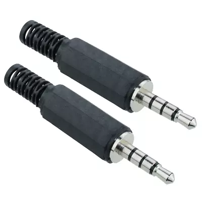 2 X 3.5mm Miniature 4-Pole Insulated Jack Plug Audio Connector • £3.89