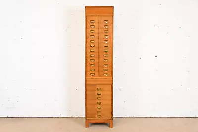 Antique Arts & Crafts Quarter Sawn Oak 31-Compartment Filing Cabinet • $3995