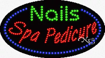 NEW  NAILS SPA PEDICURE  27x15 OVAL SOLID/ANIMATED LED SIGN W/CUSTOMOPTION 24460 • $289