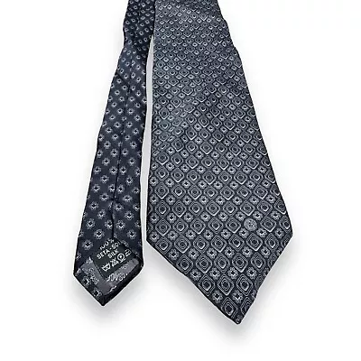 Vtg Versace Black Gray Silk Geometric Neck Tie Italy Made Medusa Logo Designer • $38.50