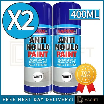 2 X 400ml Anti Mould Spray Paint For Walls Ceiling Protection Metal Wood Plastic • £10.95