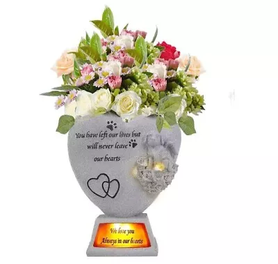 Dog Memorial Figufine Cemetery Decorations Cemetery Vase With Led Cemetery... • $19.99