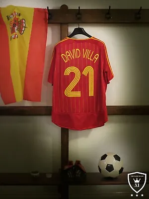 Spain Home Shirt 2005/07 DAVID VILLA #21 (XL) World Cup • £59.99