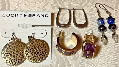 Earrings Lot Of 4 Designer Gold Tone Silver Tone & Gemstone • $9.48