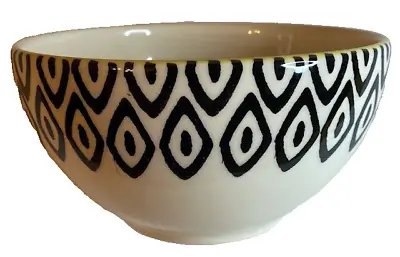 Matceramica Handpainted Bowl Made In Portugal Modern Black And White Yellow Rim • $15.99