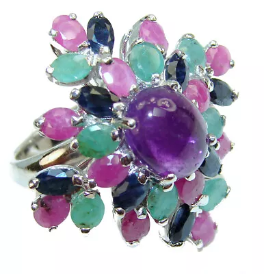 Vintage  Style 10.2 Carat Amethyst   .925 Sterling Silver Handmade Cocktail Ring • $71.09