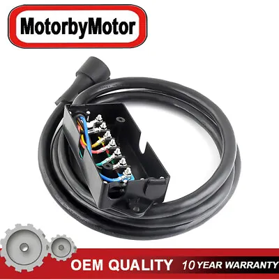 MotorbyMotor 8ft Trailer Cord 7 Way Plug Inline Junction Box Wiring Harness Kit • $31.97