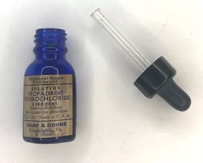 VINTAGE COBALT BLUE GLASS 2 1/2  PHARMACY BOTTLE With DROPPER - SAMPLE • $9.99