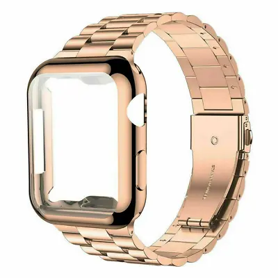 $21.99 • Buy For Apple Watch Series 8 7 6 5 4 3 2   Metal Watch Band + Screen Protector Case 