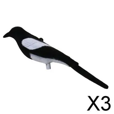 3X Plastic Flocked Magpie Decoy Bait Shooting • £10.97