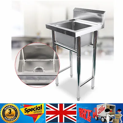 Commercial Freestanding Hand Wash Sink Stainless Steel Kitchen Basin Catering • £102.60