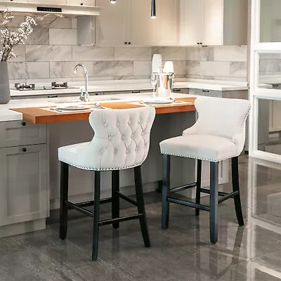 Set Of 4 Bar Stools Counter Height Pub Stool Upholstered Kitchen Dining Chairs • $374.99