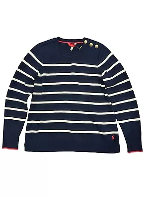 JOULES WOMENS PORTLOW NAVY/CREAM NAUTICAL STRIPE JUMPER NEW. Size S • £27