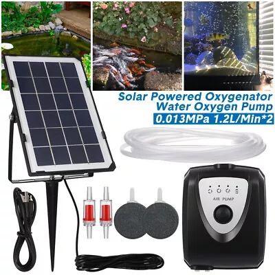 £25.99 • Buy Solar Powered Oxygenator Pond Water Oxygen Pump Air Pump For Pond Fish Tank