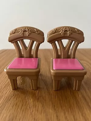 Vintage Fisher Price Loving Family Dollhouse Furniture Dining Chairs Pink  1999 • $15