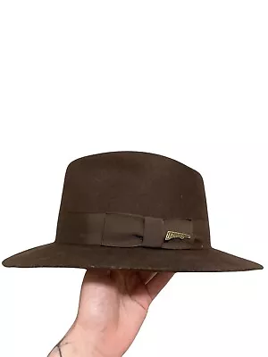 Vintage Indiana Jones Brand Fedora Hat Men's Sz X-Large Brown Wool Felt USA • $40