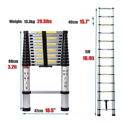 2.6-6m Multi Purpose Aluminum Telescopic Ladder Folding Extension Step Non-Slip • $92.60