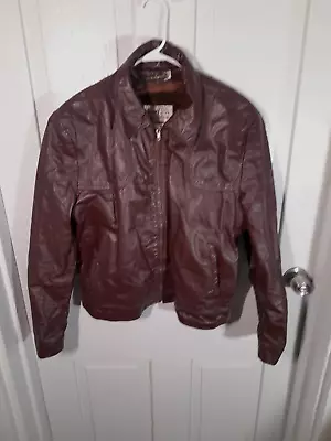 Vintage 1970s Sears The Leather Shop Brown Lined Leather Jacket Mens Size 42 Reg • $39.99