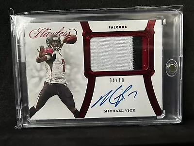 2020 Panini Flawless Michael Vick Ruby 3 Color Patch Auto #4/10 SSP • $299