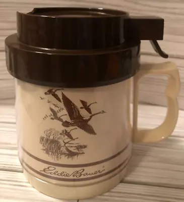 Eddie Bauer Duck Thermos Serv Travel Coffee Cup Mug W. Handle RARE 1970sVINTAGE • $9.80