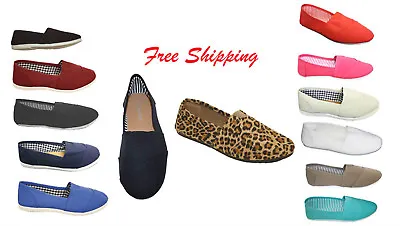 Women Canvas Slip-on Flats Nice And Comfortable Fit FREE SHIPPING GREAT PRICE • $12.99