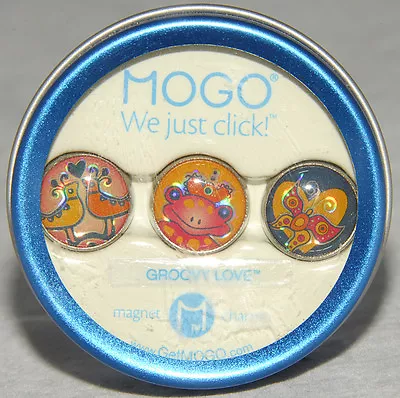 MOGO - Magnetic CHARMS - GROOVY LOVE Heart TIN Collection SET Of 3 - *BRAND NEW! • $10.49