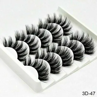 5Pair 3D Mink False Eyelashes Wispy Cross Long Thick Soft Fake Eye Lashes NEW UK • £3.89