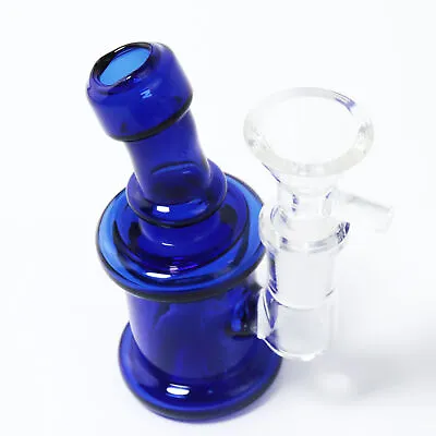 4  Mini Glass Hookah Smoking Water Pipe Portable Glass Bong  Shisha Blue W/Bowl • $13.41