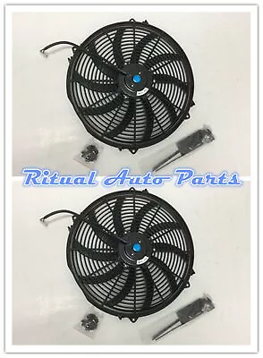 Universal Two 16 Inch 12V Volt Electric Cooling Fan Thermo Fan + Mounting Kits • £75.60