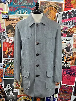 Vintage Pendleton Mens Button Down Wool Peacoat Grey Gray Color Size 42 Overcoat • $65