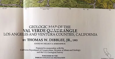 HTF Dibblee Geologic Map DF-50 VAL VERDE Los Angeles Ventura County 1993 • $46