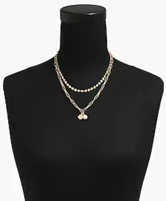 J Crew NWT Gold Tone Small Coin And Pearl Layering Necklace 16” + 2” Extended • $19.99