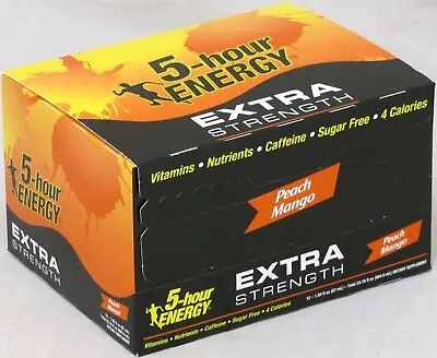 5 Hour Energy Shot Peach Mango Extra Strength 12 Ct 1.93 Oz Ships Free Hr Five • $34.99