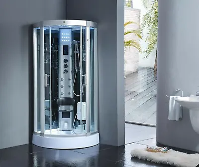 900x900mm Modern Quadrant Steam Shower Cabin Spa Room Cubicle Enclosure Pod • £949