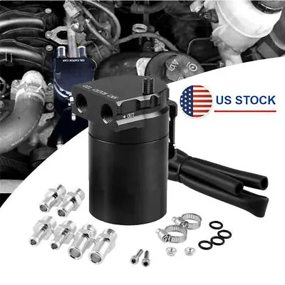 300ML Oil Catch Can Reservoir Tank Kit Engine Black Polish Baffled Aluminum -USA • $31.36