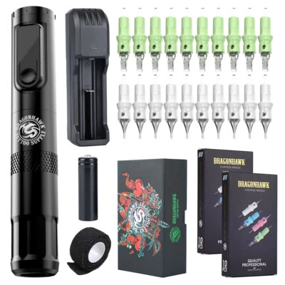 $189.99 • Buy Wireless Coreless Motor Rotary Tattoo Pen Permanent Makeup Machine Needles Kit