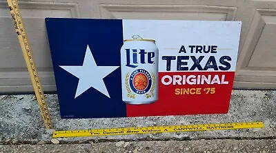 Miller Lite Beer Teas State Flag  Lone Star Metal Beer Sign • $59