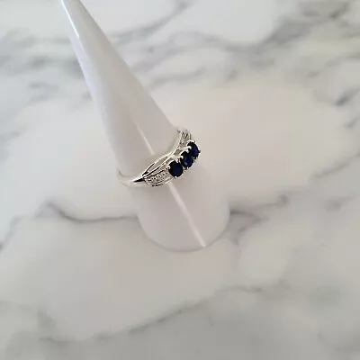 £15.99 • Buy Tanzanian Blue Spinel Trilogy Ring In Sterling Silver