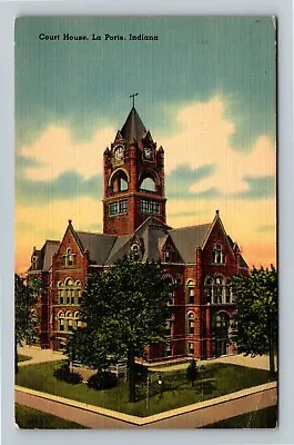 La Porte IN-Indiana Courthouse C1945 Vintage Postcard • $7.99