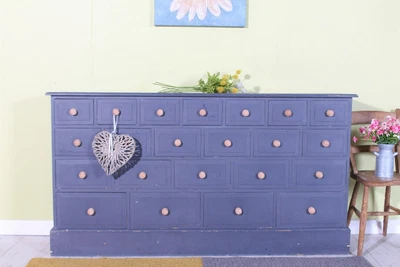 £575 • Buy Delivery Options - Huge 22 Drawer Pine Merchants Chest Of Drawers Painted Grey