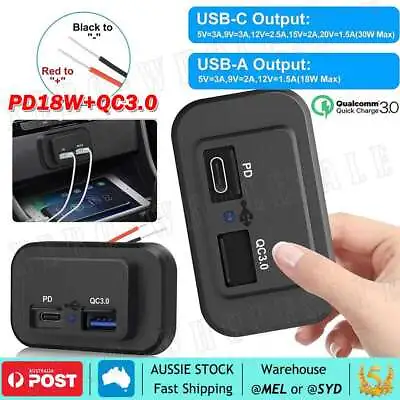 Car Dual USB 12V-24V Charger Quick Charge PD QC 3.0 Socket Power Outlet Type C • $11.95