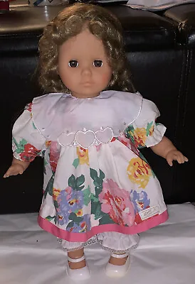 1989 Max Zapf 16  Soft Cloth Vinyl Doll Original Dress Sleepy Eyes Brown Hair • $10