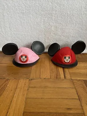 (2) Vintage Minnie Mouse Ears Hat Walt Disney World Pink & RED  Youth SIZE • $19.99