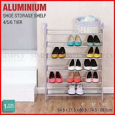 $29.90 • Buy Shoe Rack Shelf Storage Stand Small Large 4 5 6 Tier Aluminium Organiser Metal