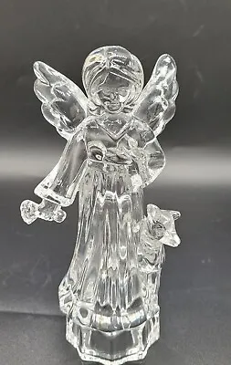 Mikasa Full Lead Crystal Christmas Angel W/ Fawn  7 1/2 Tall  Figurine Germany • $16.95