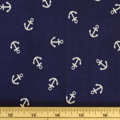 Polycotton Fabric Anchors Sam The Sailor Scattered Nautical • £2.70